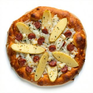 10. Wurstel, patate fresche e mozzarella - un pezzo