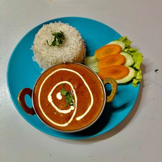Pork Madras with Rice  Chapati
