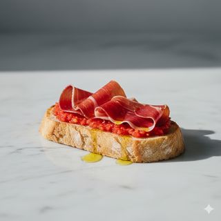 Tostada Con Jamón Aceite Y Tomate