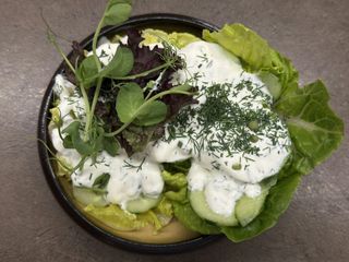 sałatka rzymska z ogórkiem zielonym ze śmietaną