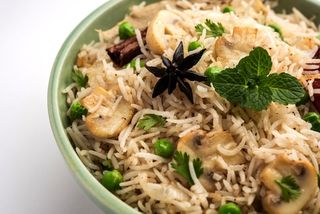 Pulao con champiñones