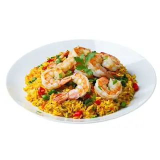 Arroz Frito Con Gambas Y Salsa Curry