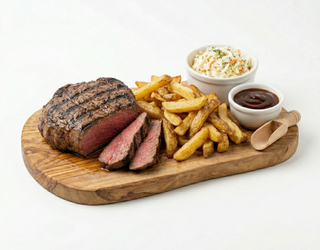 Ceafă de porc la grătar cu cartofi prăjiți