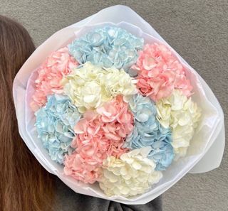 Bukiet z 9 kolorowych hortensji