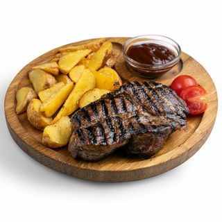 Стейк з свиного ошийка з картоплею (300/40г)