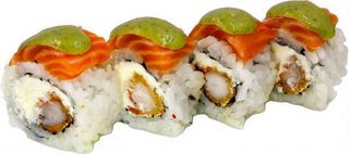 81. Uramaki Llagostí Arrebossat I Philadelphia Amb Salmó I Salsa Ruca (8 Uds.)