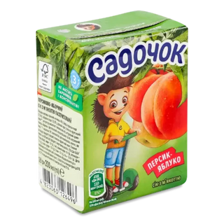 Сік з мʼякоттю персик-яблуко 0.2л