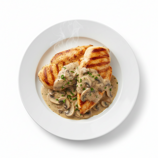 Piept de pui la grill cu sos de ciuperci