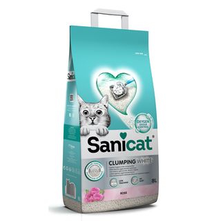 SANICAT White Rose, grudajući mineralni pijesak za mačke, mirisni, 8l (KOD PSANCLWR308L31)
