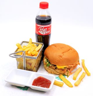 Beef Burger + Fries + Pop cola