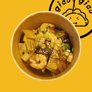 Gamberetti bambu e funghi