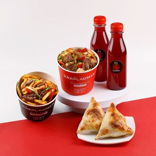 Комбо микс  "Фри с мясом и Гуйру лагман"