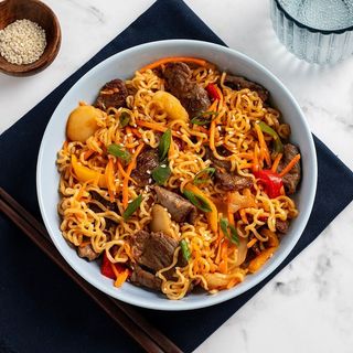 Spaghetti with Plantain and protein
