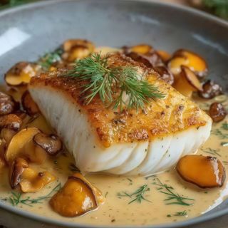 Dorsz saute z grzybami leśnymi 