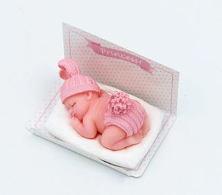 Lumanare marturie bebelus fetita roz 7x5x4.5 cm