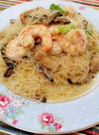 Fideo arroz con gambas