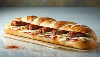 Panino con Salsiccia Condita, Patatine e Salse