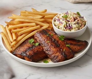 BBQ Cat Fish, Chips & Coleslaw