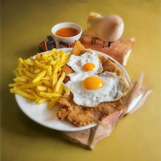 Milanesa Trufada Con Patatas Fritas