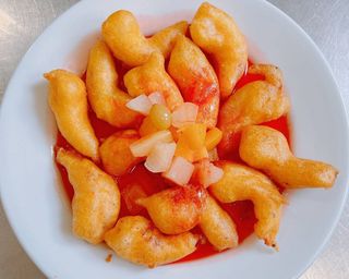86. Gambas con Salsa Agridulce