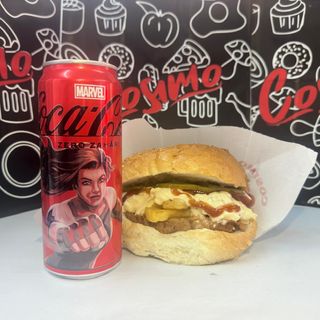 Meniu Burger cu piept de pui + Coca Cola ZERO/Fanta 0,33 inclus