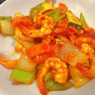gambas con salsa picante