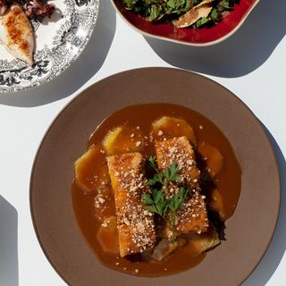 Tapa Bacalao a la Miel con Patata Glaseada