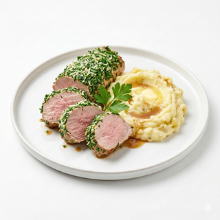 Mușchiuleț de Porc în Crustă de Verdeața + garnitura