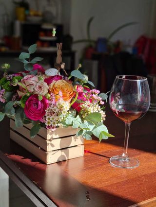 Cassetta di legno fiorita