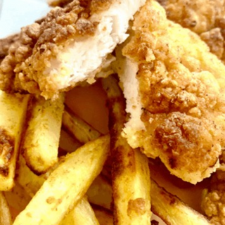 Crispy chicken, fries