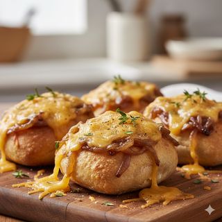 Хлебче с кашкавал, сирене и карамелизиран лук