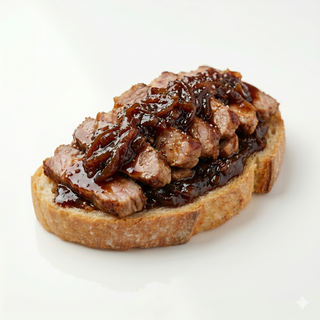 Solomillo ibérico con cebolla caramelizada y Pedro Ximénez