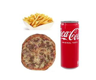 Tonno e cipolla con patatine fritte e bevanda a scelta