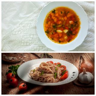 Ciorba de legume/Bruschette cu rosii