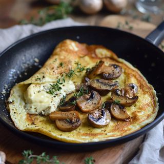 Omelette Poulet Champignons Pesto