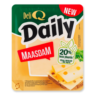 Сир Deli Q DAILY Маасдам 45% з коров'ячого молока, слайси (300г)