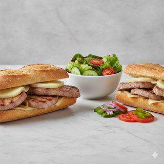 Bocadillo De Lomo Con Queso Y Ensalada