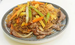 Fideos con tres delicias