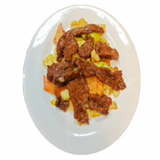 150. Телешки със зеленчуци и къри (700г)