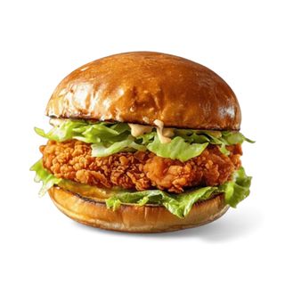 Хрупкав пилешки бургер с пържени картофи