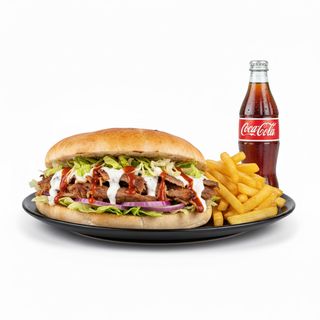 Panino kebab e patatine piccole + Coca-Cola 330 ml