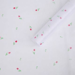 Флизелин (белый фон + красные тюльпаны)