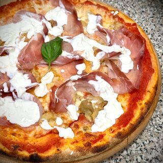 Burrata, speck e porcini