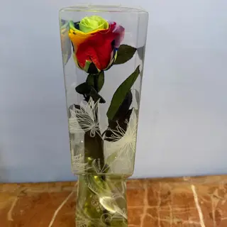 ROSA ETERNA CON TALLO COLOR ARCOIRIS