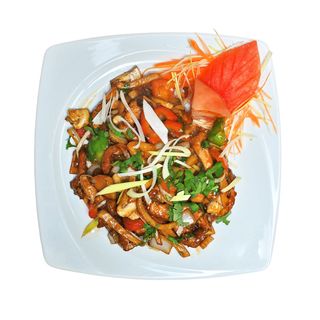 Porco com Cogumelos Chineses e Bambu