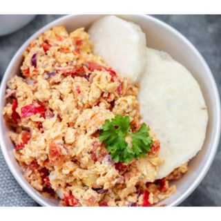 Yam, Egg Sauce, Chicken with Turkey