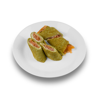 Спаначена палачинка с пушена сьомга и филаделфия