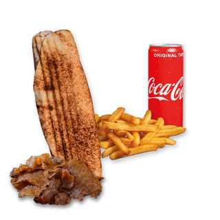 Rollo Kebab samo mięso (małe), frytki, Coca Cola 0.33l