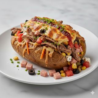 Patata Asada Con Kebab Gratinada