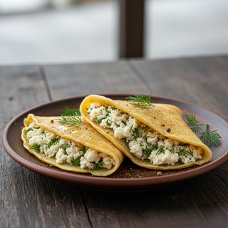 Clătite cu brânză de burduf și mărar